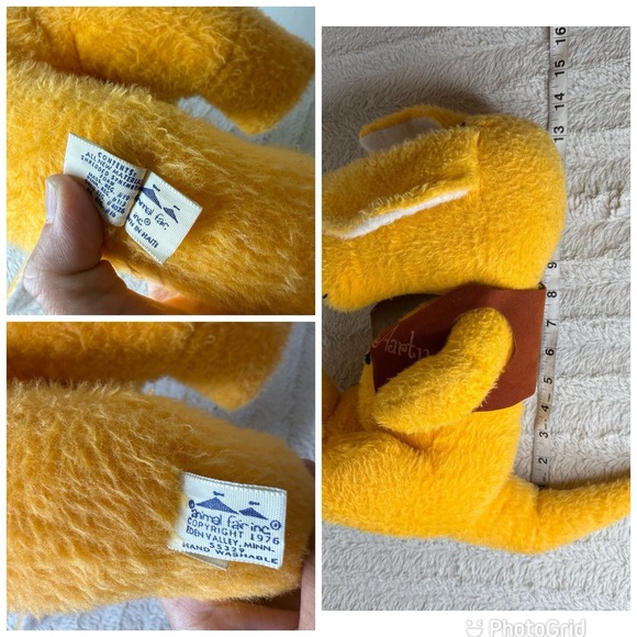 Vintage 1976 Animal Fair Aarty The Aardvark Vest Yellow Plush Stuffed Animal - Picture 11 of 11